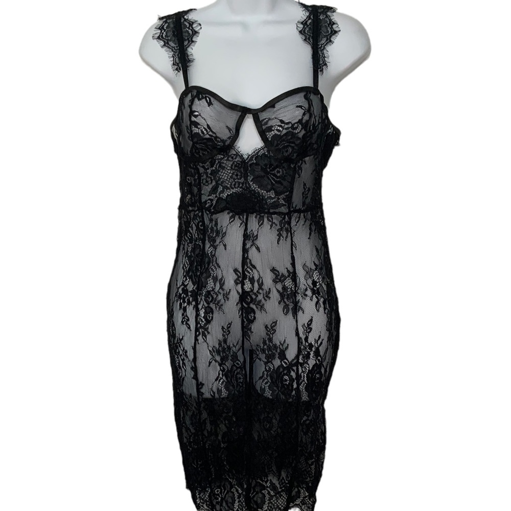 Fashion Nova Black Lace Dress Lingerie NWT